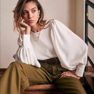 Sézane BENEDICTE Blouse , Size 40 , Ecru